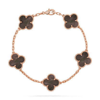 [Vera  Jewelry]LUCKY CLOVER 5-MOTIF BRACELET - GREY MOTHER-OF-PEARL COLLECTION