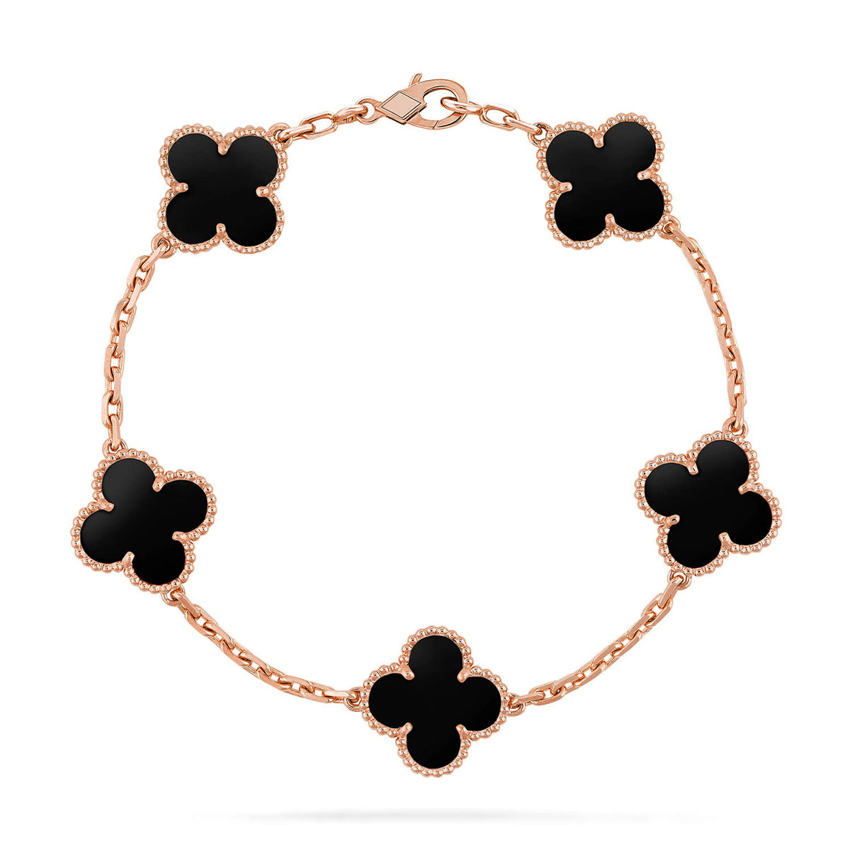 [Vera  Jewelry]LUCKY CLOVER 5-MOTIF BRACELET - BLACK OXNY COLLECTION