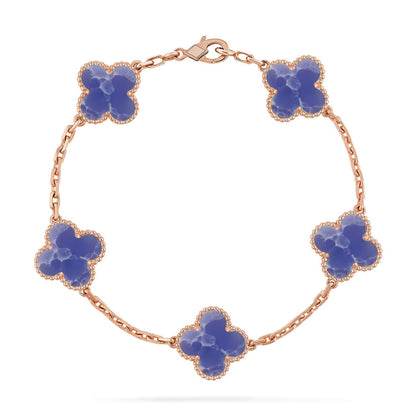 [Vera  Jewelry]LUCKY CLOVER 5-MOTIF BRACELET - BLUE LARIMAR COLLECTION