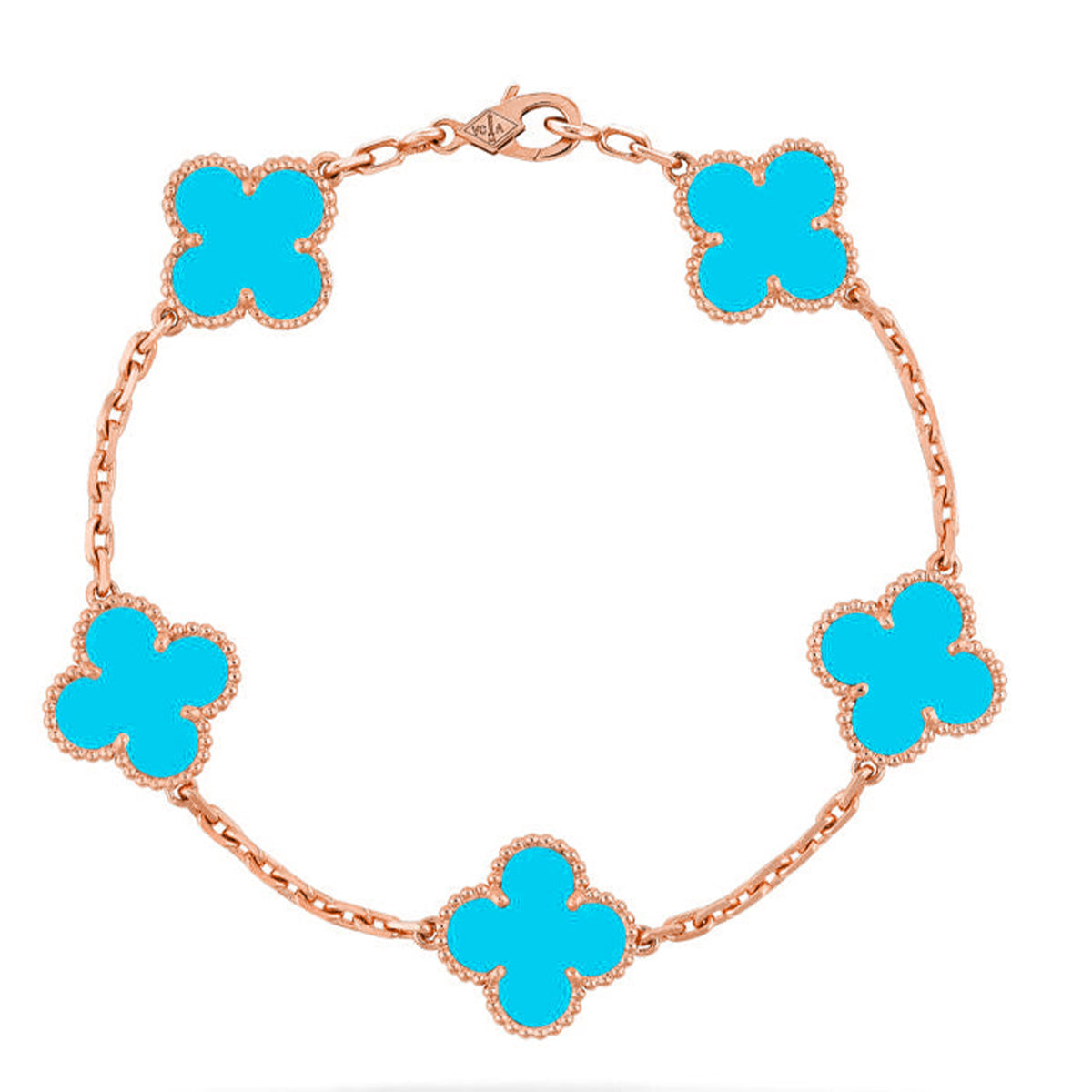 [Vera  Jewelry]LUCKY CLOVER 5-MOTIF BRACELET - TURQUOISE COLLECTION