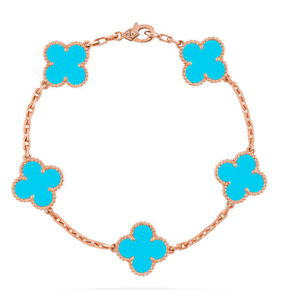 [Vera  Jewelry]LUCKY CLOVER 5-MOTIF BRACELET - TURQUOISE COLLECTION