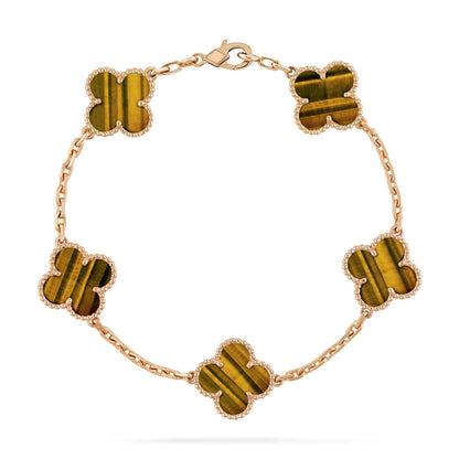 [Vera  Jewelry]LUCKY CLOVER 5-MOTIF BRACELET -  TIGER’S EYE COLLECTION