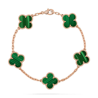 [Vera  Jewelry]LUCKY CLOVER 5-MOTIF BRACELET - MALACHITE COLLECTION