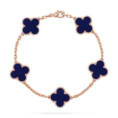 [Vera  Jewelry]LUCKY CLOVER 5-MOTIF BRACELET - LAPIS LAZULI COLLECTION