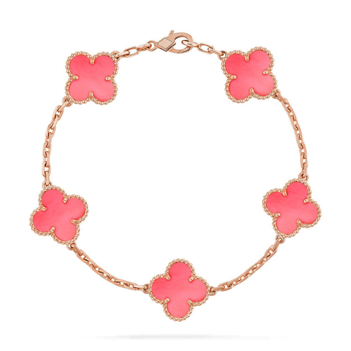[Vera  Jewelry]LUCKY CLOVER 5-MOTIF BRACELET - PINK MOTHER-OF-PEARL COLLECTION