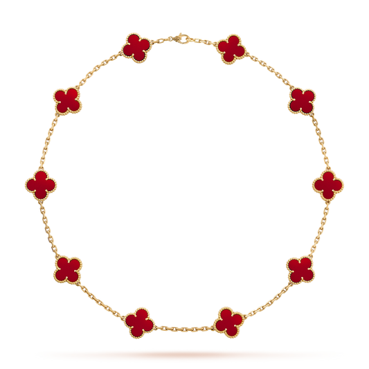 [Vera Jewelry]CLOVER 10 MOTIFS CARNELIAN NECKLACE
