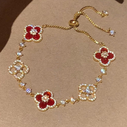[Vera Jewelry]CLOVER 5 MOTIF PINK BLUE RED WHITE BRACELET