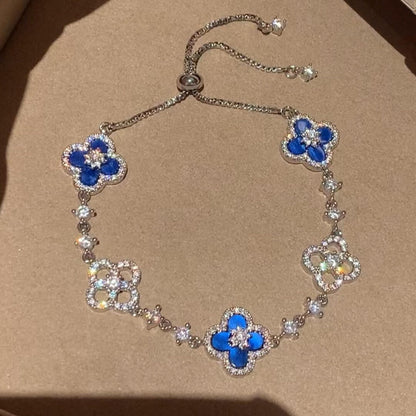[Vera Jewelry]CLOVER 5 MOTIF PINK BLUE RED WHITE BRACELET