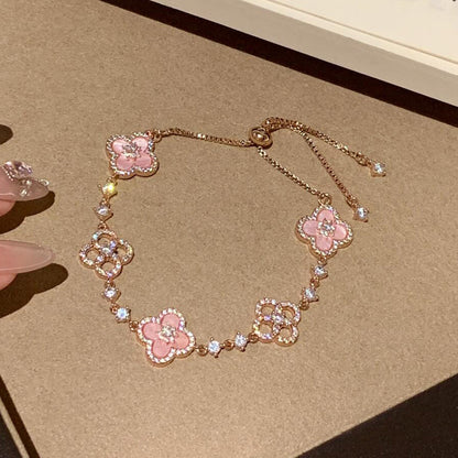 [Vera Jewelry]CLOVER 5 MOTIF PINK BLUE RED WHITE BRACELET
