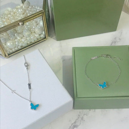 [Vera Jewelry]BUTTERFLY TURQUOISE BUTTERFLY BRACELET SILVER