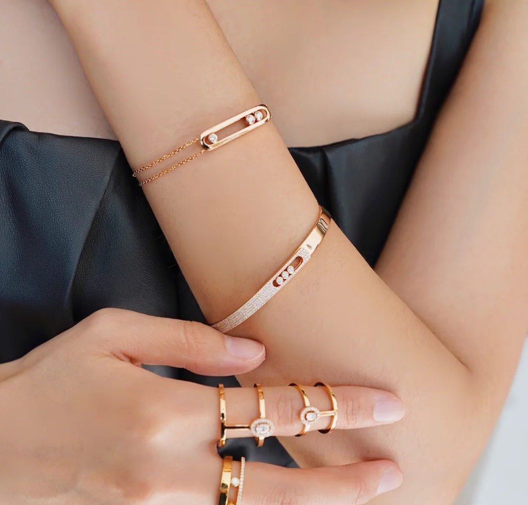 [Vera Jewelry]Move Noa Rose Gold Pavé Diamond Bangle Bracelet