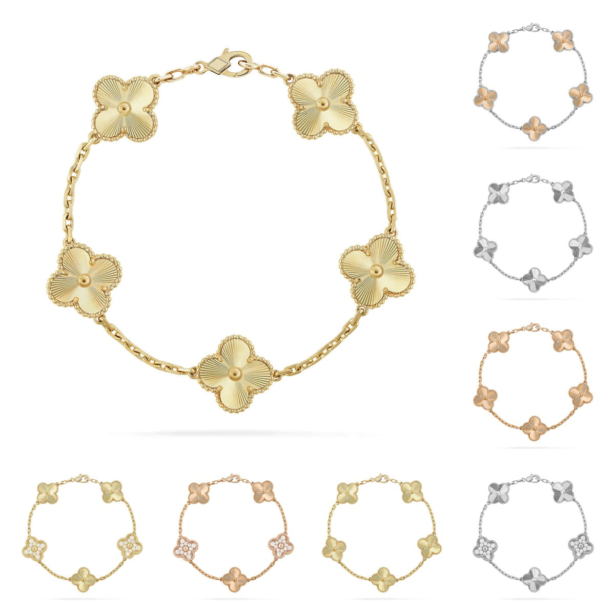 [Vera  Jewelry]LUCKY CLOVER 5-MOTIF BRACELET - LASER COLLECTION