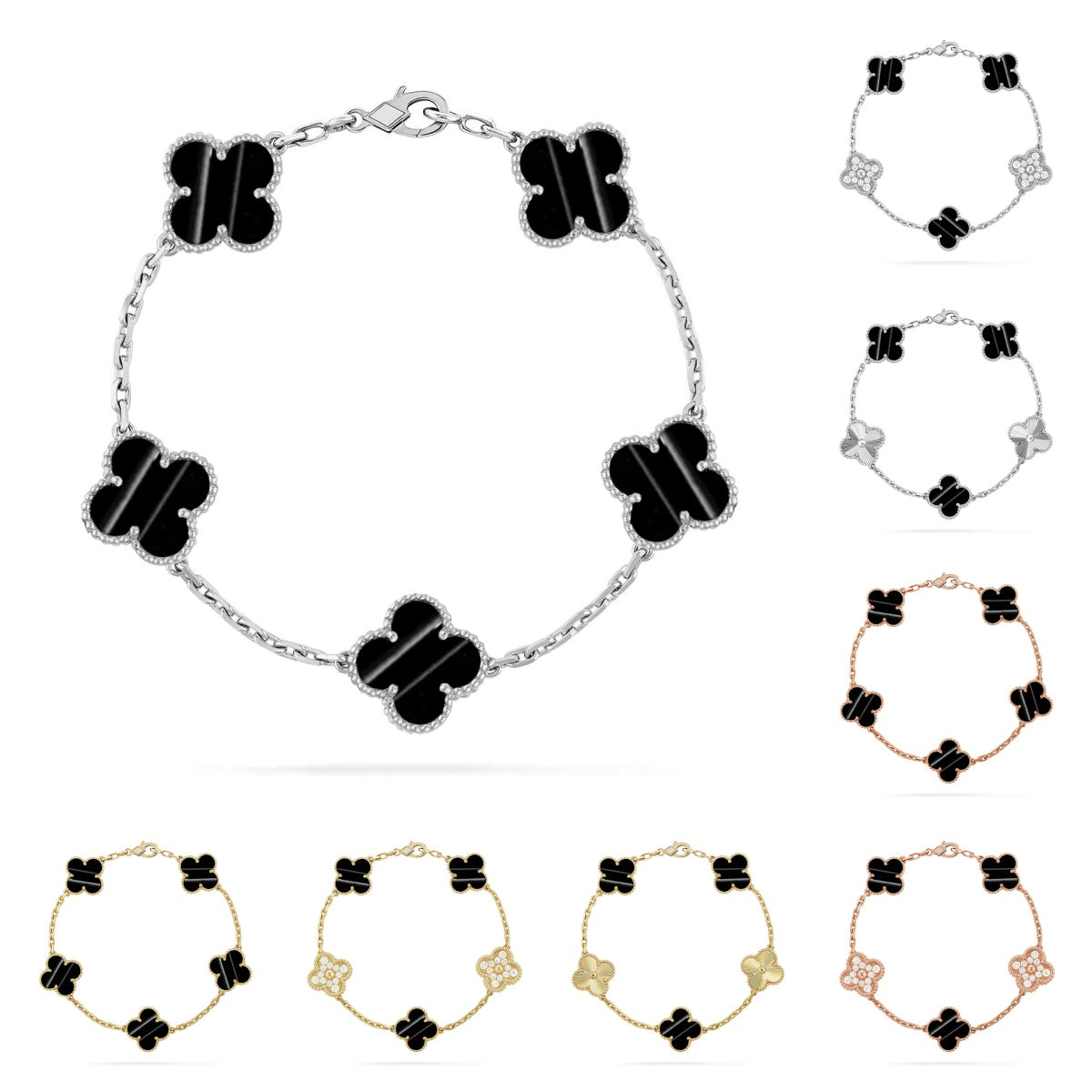 [Vera  Jewelry]LUCKY CLOVER 5-MOTIF BRACELET - PULSE STONE COLLECTION