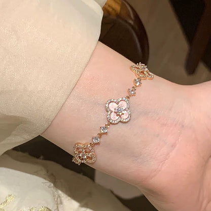 [Vera Jewelry]CLOVER 5 MOTIF PINK BLUE RED WHITE BRACELET