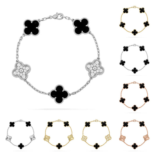 [Vera Jewelry] クローバー 5モチーフ オニキス ブレスレット コレクション