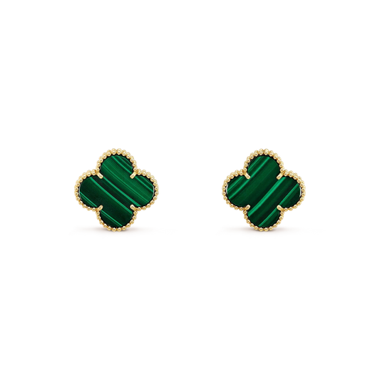 [Vera  Jewelry]CLOVER MINI 9.5MM MALACHITE  EARRINGS