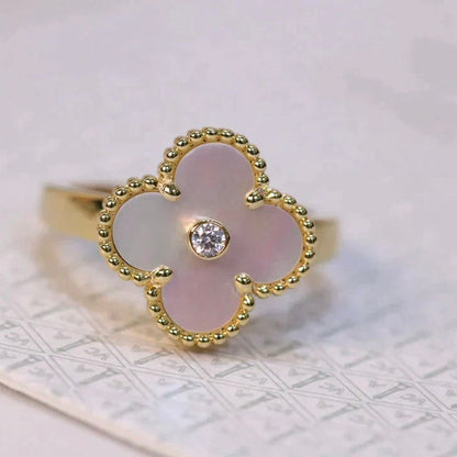 [Vera  Jewelry]CLOVER PINK MOP RING GOLD DIAMOND