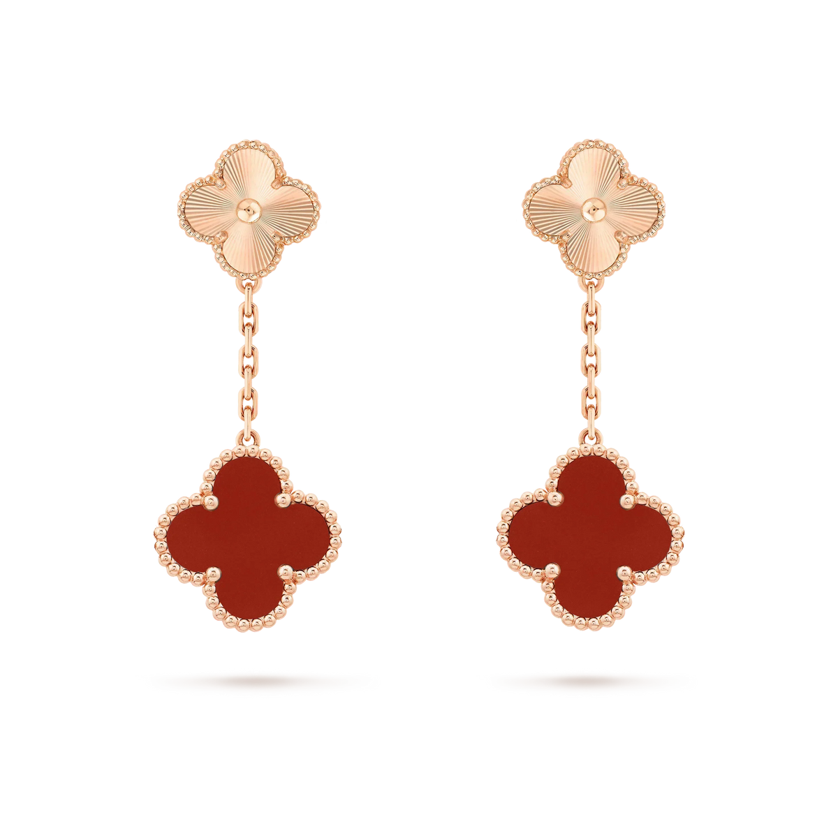 [Vera  Jewelry]CLOVER 2 MOTIF  LASER CARNELIAN EARRINGS