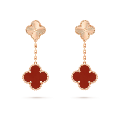 [Vera  Jewelry]CLOVER 2 MOTIF  LASER CARNELIAN EARRINGS