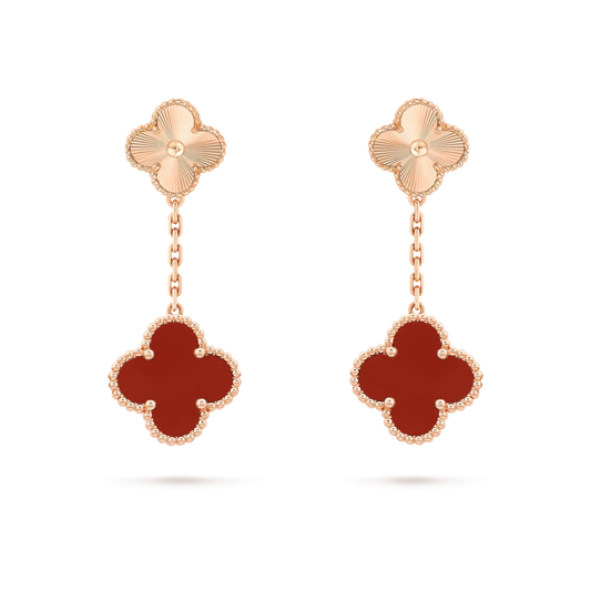 [Vera Jewelry]CLOVER 2 MOTIF  LASER CARNELIAN EARRINGS