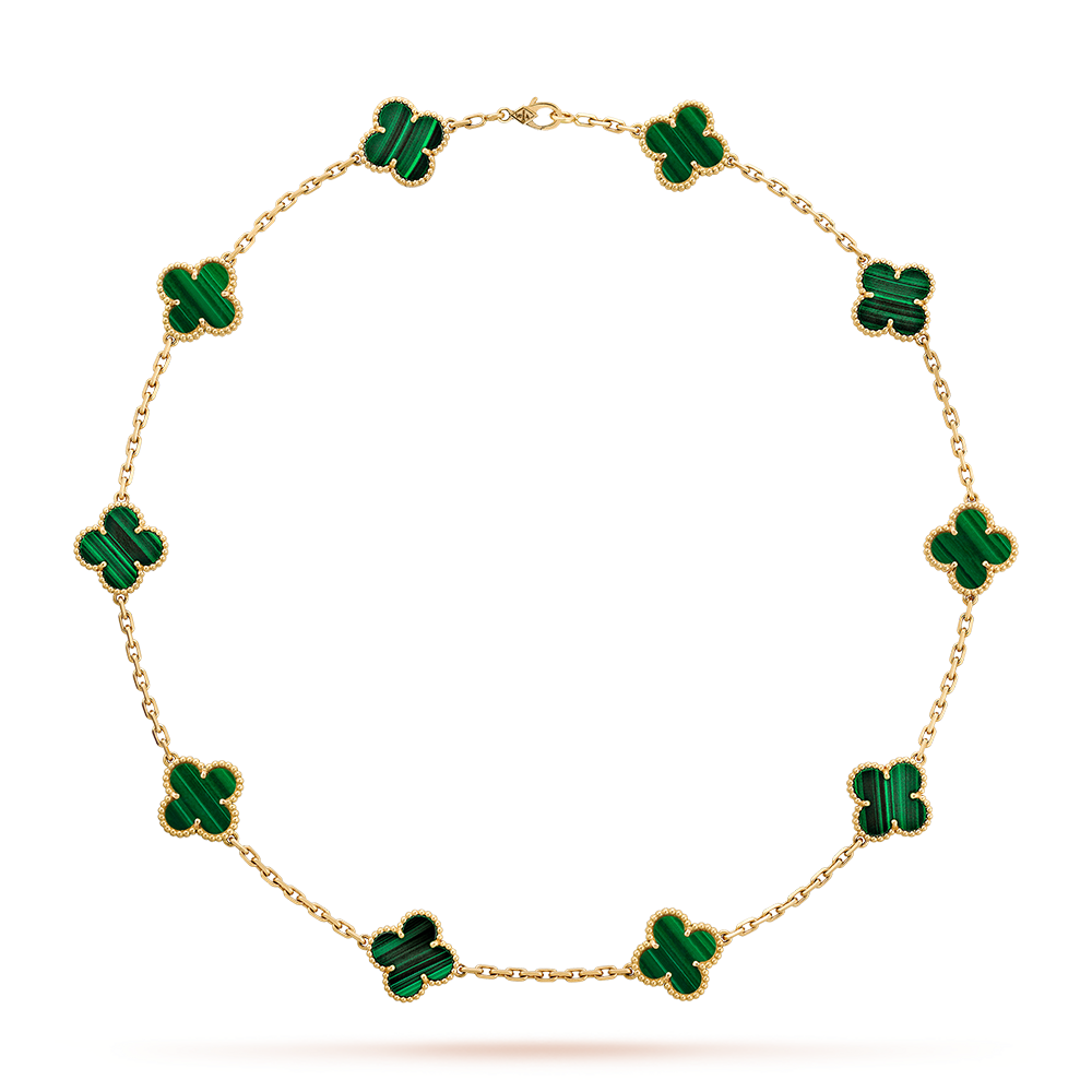 [Vera Jewelry]CLOVER 10 MOTIFS MALACHITE NECKLACE