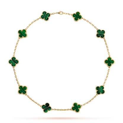 [Vera Jewelry]CLOVER 10 MOTIFS MALACHITE NECKLACE
