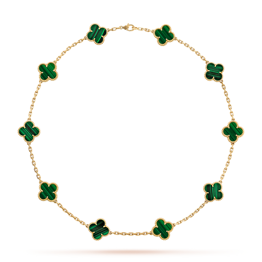 [Vera Jewelry]CLOVER 10 MOTIFS MALACHITE NECKLACE