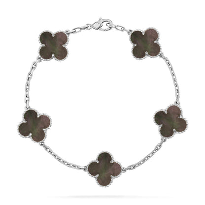 [Vera  Jewelry]LUCKY CLOVER 5-MOTIF BRACELET - GREY MOTHER-OF-PEARL COLLECTION
