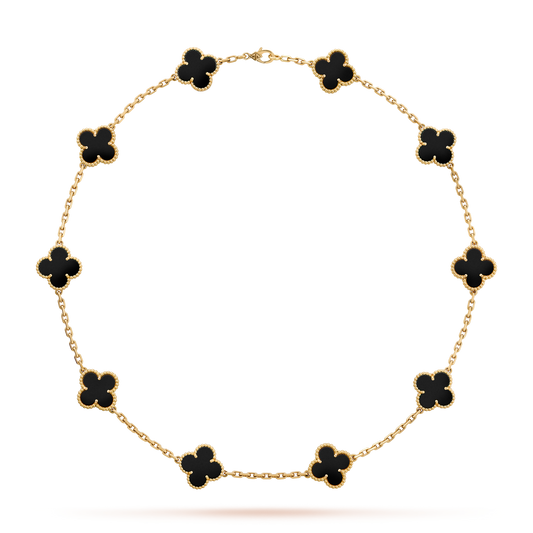[Vera Jewelry]CLOVER 10 MOTIFS ONYX NECKLACE