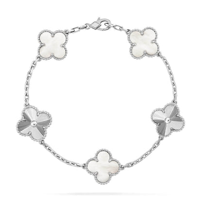 [Vera Jewelry] クローバー ホワイトパール マザーオブパール 5モチーフ ブレスレット コレクション