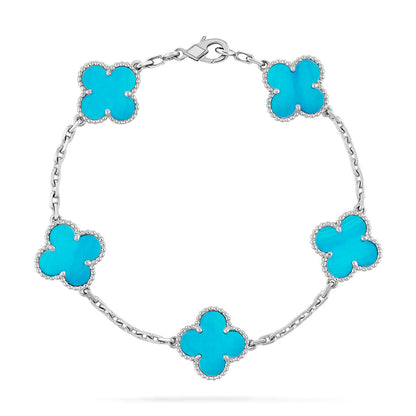 [Vera  Jewelry]LUCKY CLOVER 5-MOTIF BRACELET - TURQUOISE COLLECTION
