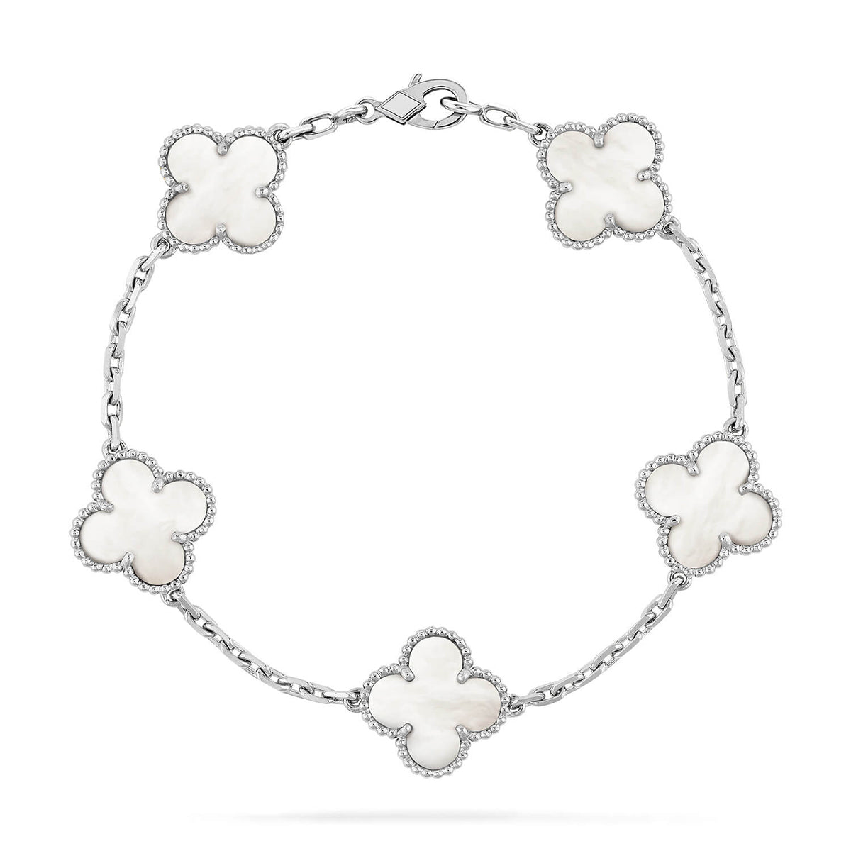 [Vera  Jewelry]LUCKY CLOVER 5-MOTIF BRACELET - WHITE MOTHER-OF-PEARL COLLECTION