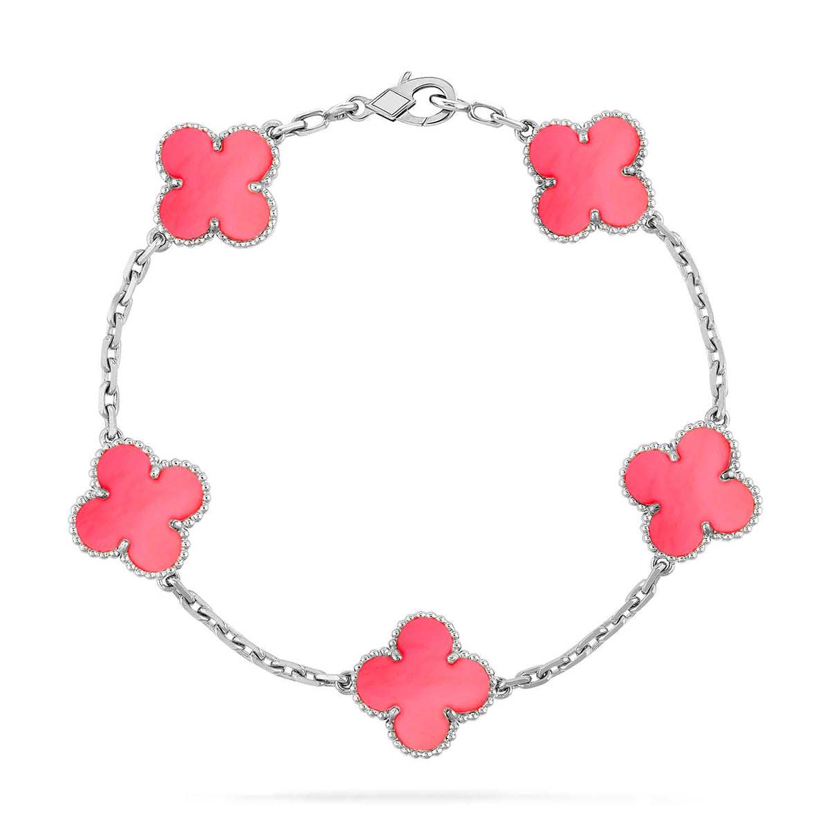 [Vera  Jewelry]LUCKY CLOVER 5-MOTIF BRACELET - PINK MOTHER-OF-PEARL COLLECTION