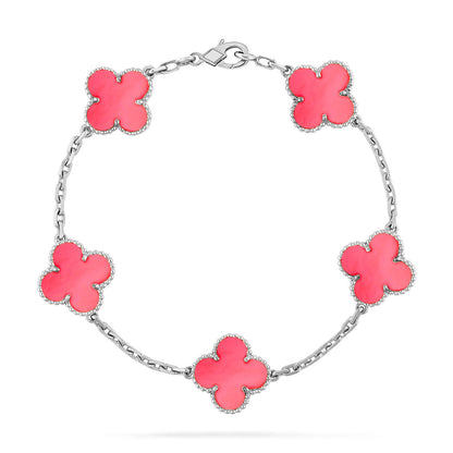 [Vera  Jewelry]LUCKY CLOVER 5-MOTIF BRACELET - PINK MOTHER-OF-PEARL COLLECTION