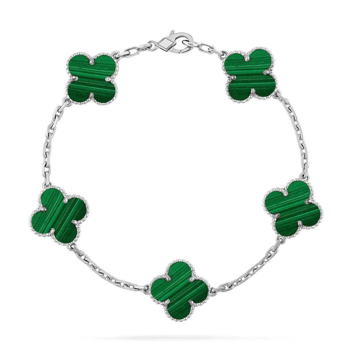 [Vera  Jewelry]LUCKY CLOVER 5-MOTIF BRACELET - MALACHITE COLLECTION