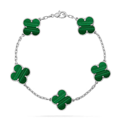 [Vera  Jewelry]LUCKY CLOVER 5-MOTIF BRACELET - MALACHITE COLLECTION