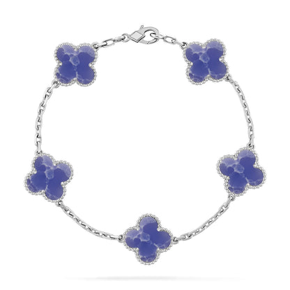 [Vera  Jewelry]LUCKY CLOVER 5-MOTIF BRACELET - BLUE LARIMAR COLLECTION