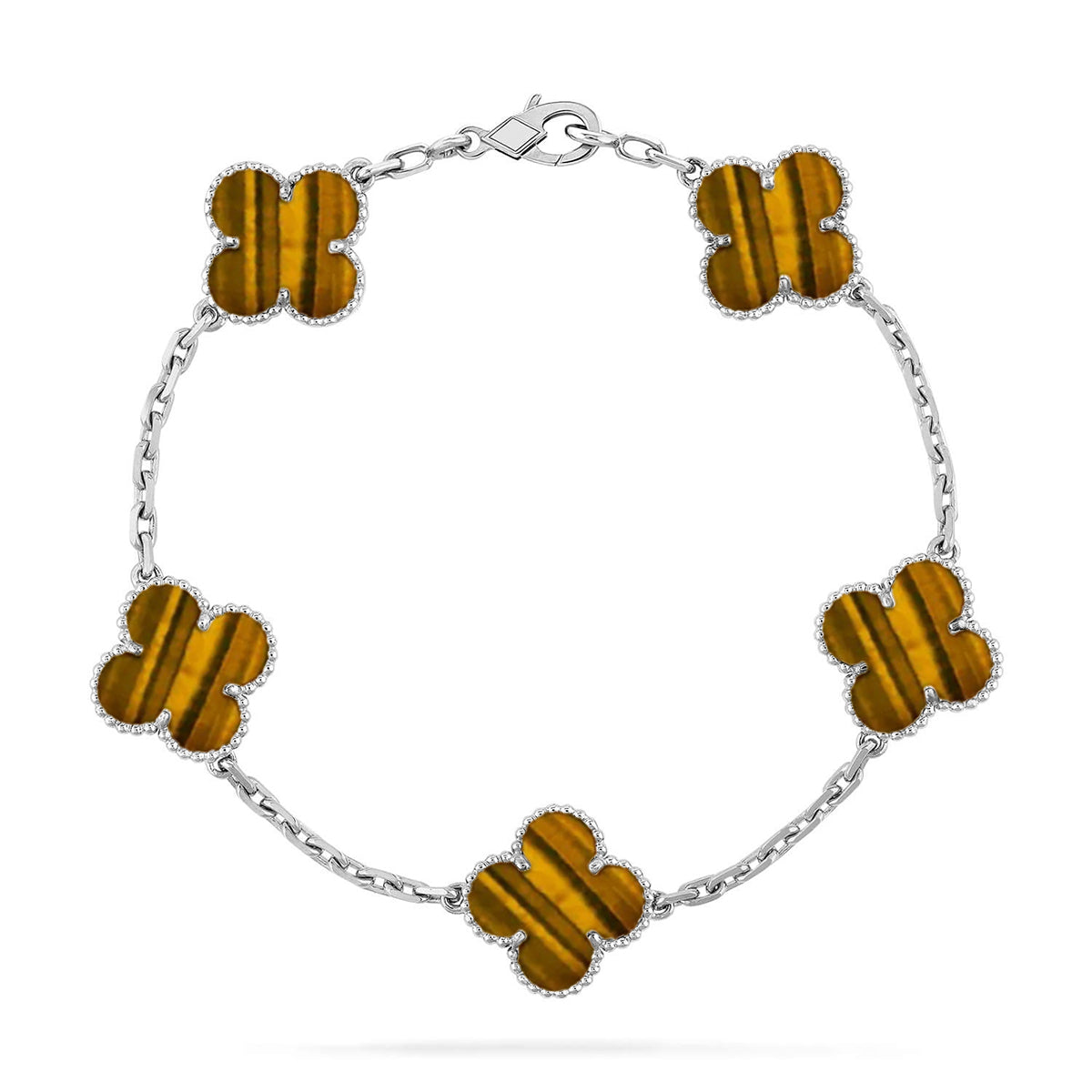 [Vera  Jewelry]LUCKY CLOVER 5-MOTIF BRACELET -  TIGER’S EYE COLLECTION