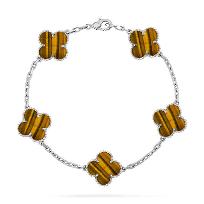 [Vera  Jewelry]LUCKY CLOVER 5-MOTIF BRACELET -  TIGER’S EYE COLLECTION