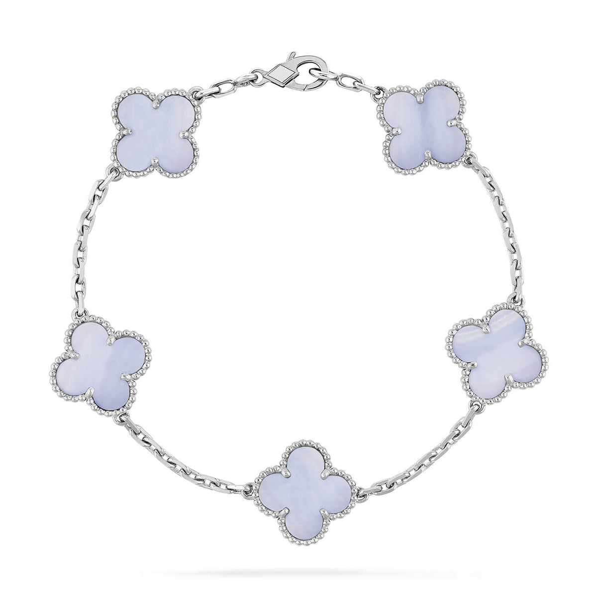 [Vera  Jewelry]LUCKY CLOVER 5-MOTIF BRACELET - PURPLE CHALCEDONY COLLECTION