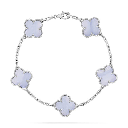 [Vera  Jewelry]LUCKY CLOVER 5-MOTIF BRACELET - PURPLE CHALCEDONY COLLECTION