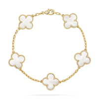 [Vera Jewelry]CLOVER WHITE PEARL MOP 5 MOTIF BRACELET COLLECTION