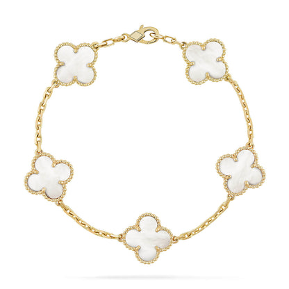 [Vera Jewelry]CLOVER WHITE PEARL MOP 5 MOTIF BRACELET COLLECTION