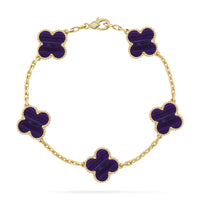 [Vera Jewelry]CLOVER 5 MOTIF PURPLE STRIPES BRACELET COLLECTION