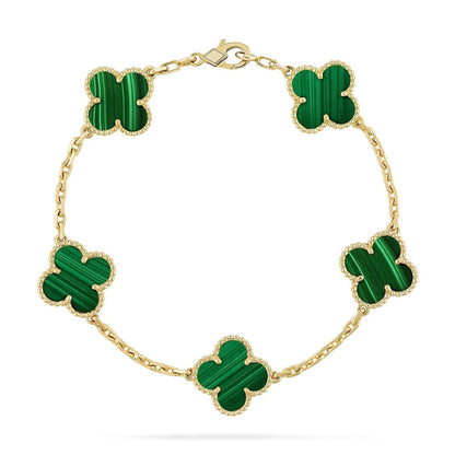 [Vera  Jewelry]LUCKY CLOVER 5-MOTIF BRACELET - MALACHITE COLLECTION