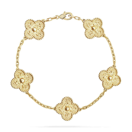 [Vera  Jewelry]LUCKY CLOVER 5-MOTIF BRACELET - BRONZING