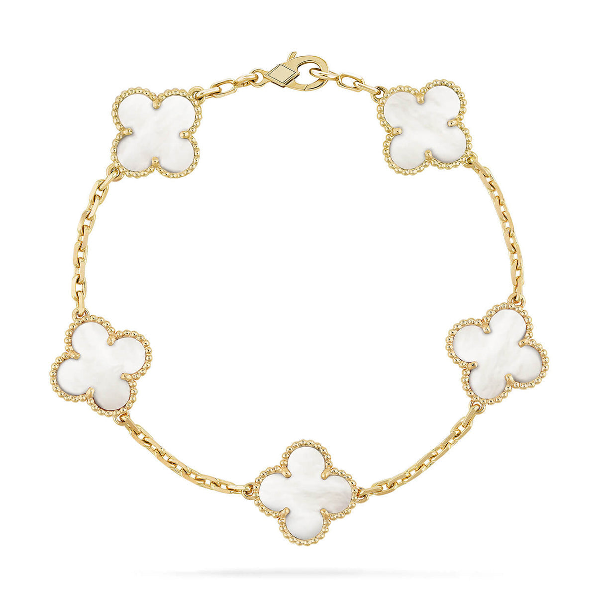 [Vera  Jewelry]LUCKY CLOVER 5-MOTIF BRACELET - WHITE MOTHER-OF-PEARL COLLECTION