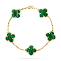 [Vera Jewelry] CLOVER 5 MOTIF MALACHITE BRACELET COLLECTION