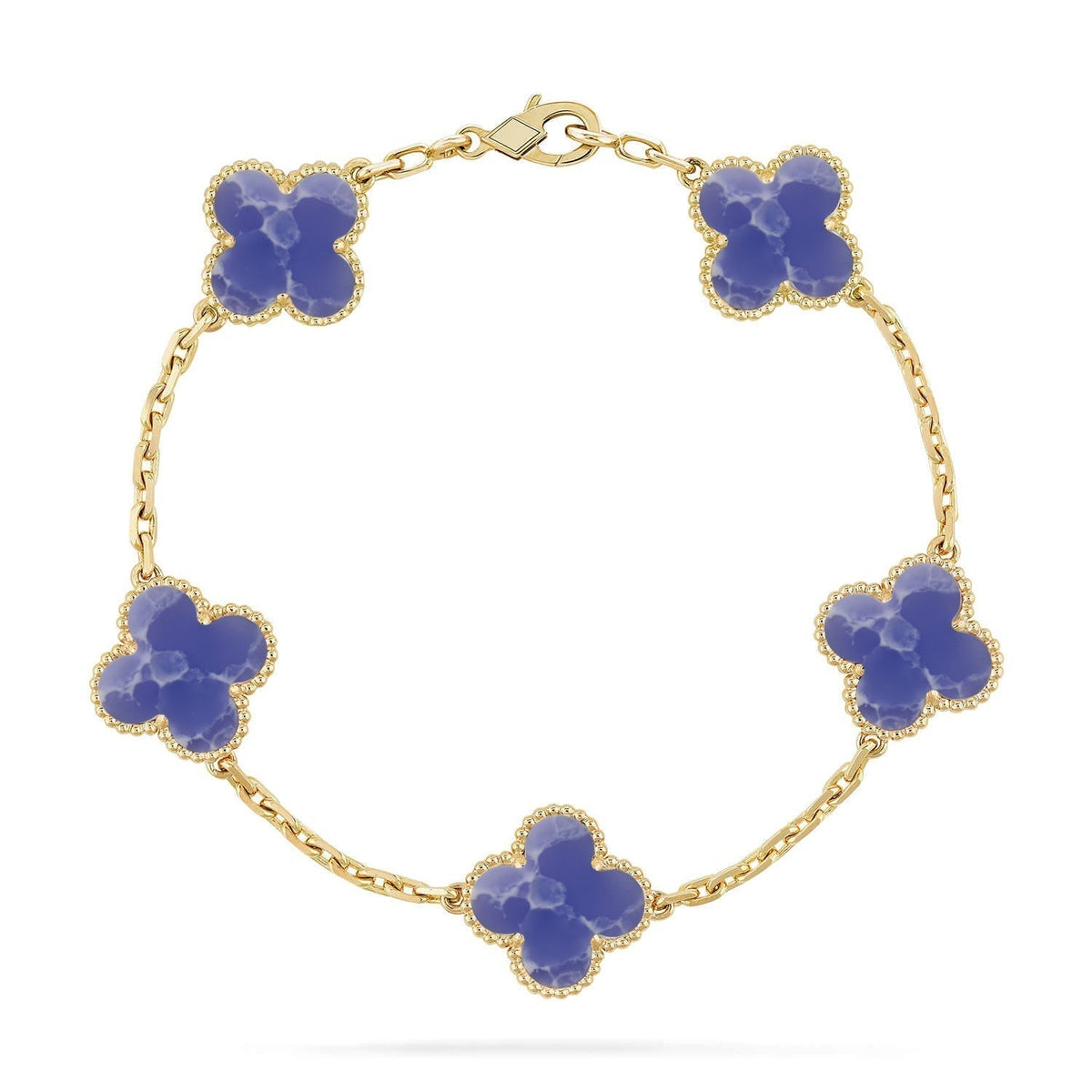 [Vera  Jewelry]LUCKY CLOVER 5-MOTIF BRACELET - BLUE LARIMAR COLLECTION