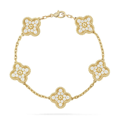 [Vera  Jewelry]LUCKY CLOVER 5-MOTIF BRACELET - FULL-DIAMOND